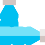 Deux bouteille en plastique bleu pictogramme 