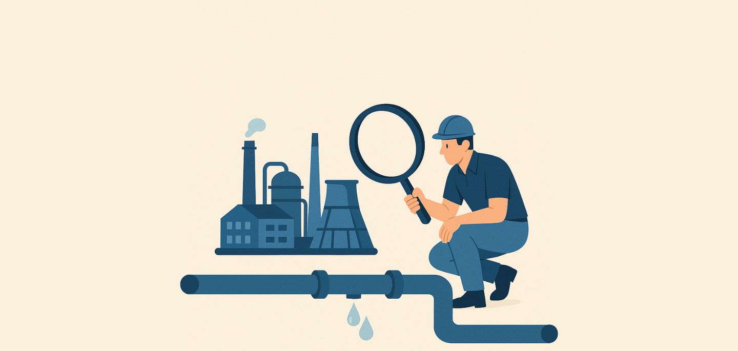 Fuite d'eau en milieu industriel
